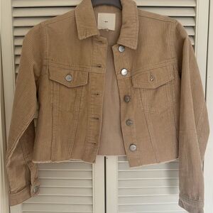 Tgla- Kids Tan Corduroy Cropped Jacket - Size 12